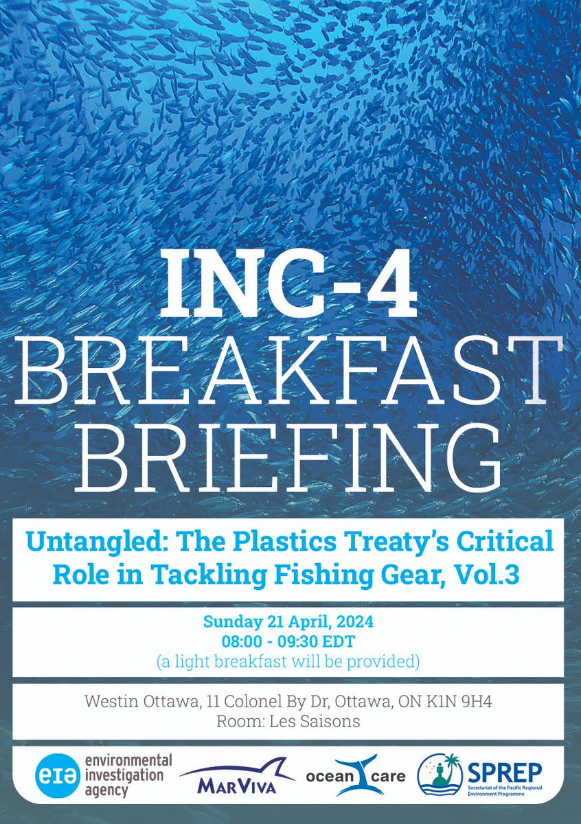 Wondering how the #PlasticsTreaty can deal with plastic fishing gear, materials and components? 🥐The squad is back to host a breakfast briefing to keep the discussion flowing on key elements the treaty must include ☕️ ✍️Register here: rb.gy/6y5j8k