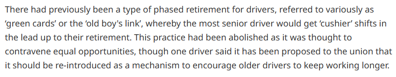 Who can tell me more about this culture of phased retirement - referred to as 'green cards' or 'old boy's link' - on the railways? (ref is in Phillipson et al, Social Policy & Society, 2019)