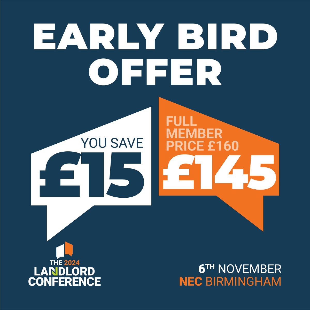 🚨Heads up! After a sold-out conference in 2023, we’re excited to open up registration for our 2024 Landlord Conference at the @thenec in #Birmingham on Wednesday 6 November. Early-bird tickets available for NRLA members NOW! 👇👇nrla.org.uk/events/landlor… #property #networking