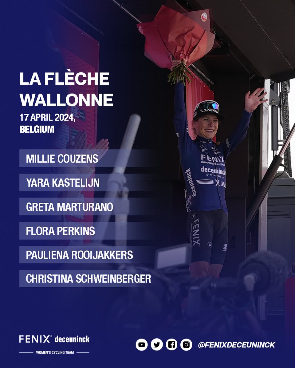 Copy paste! Our six women who contested <a href="/Amstelgoldrace/">Amstel Gold Race</a> on Sunday will also be at the start of <a href="/flechewallonne/">La Flèche Wallonne</a> tomorrow. 

Good luck, ladies! Let's conquer the Wall of Huy!   

#fenixdeceuninck