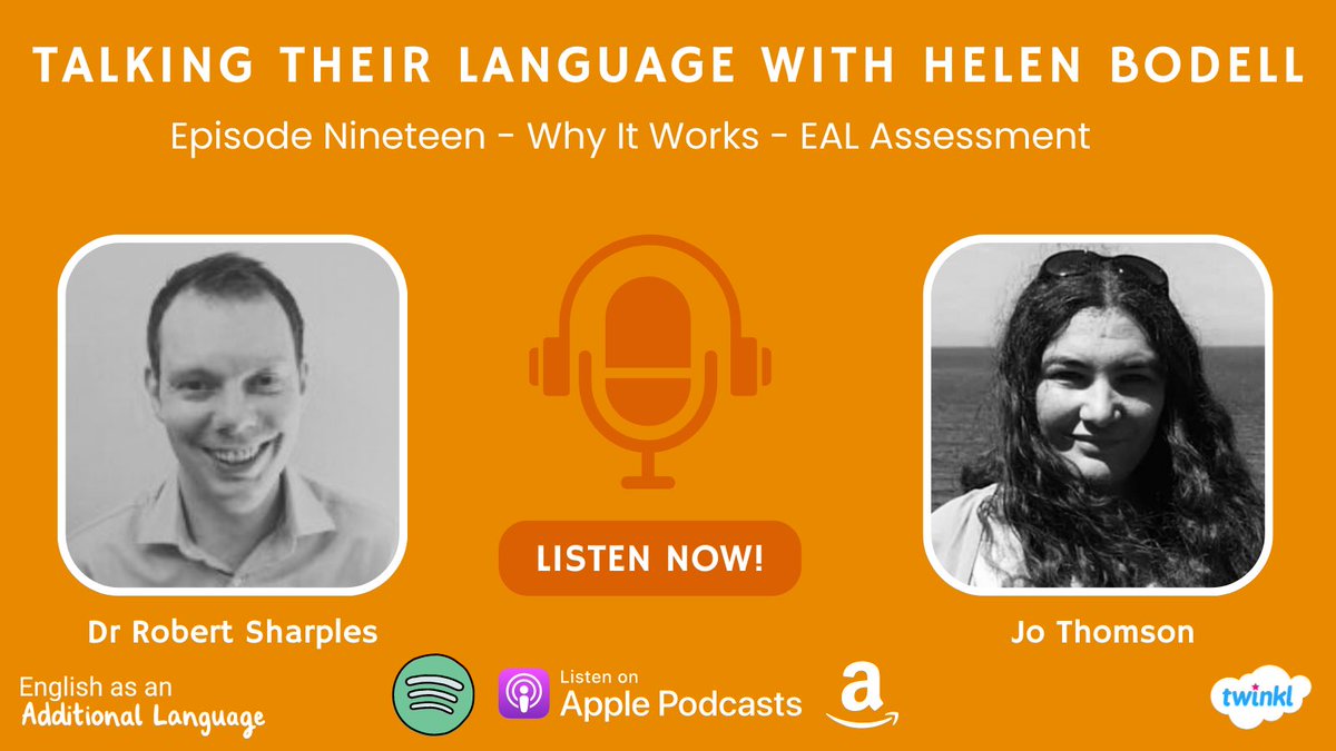 twinkl_eal's tweet image. Today we are sharing our #TalkingtheirlanguageTuesday episode with you on #assessment with @rs_EAL and @JoteachesEAL 🗣️🧡🎙️

Listen here: app.redcircle.com/shows/3da1ea61…

Or wherever you usually stream your podcasts - search ‘Talking Their Language with Helen Bodell’ 😊

#EAL #Edutwitter