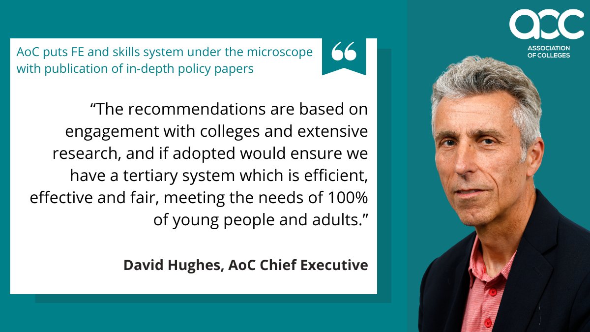 “These policy papers provide expert, detailed analysis, putting each area of FE and skills policy under the microscope to give policy makers and influencers a key insight into the challenges faced by colleges and students' - @AoCDavidH. Read more:aoc.co.uk/news-campaigns…