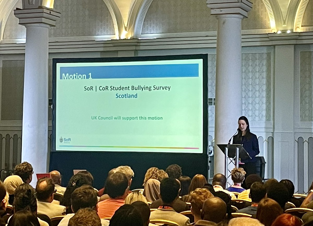 Sharon-S (@sharryscotland) on Twitter photo Motion 1: Catherine MacKay from the #Scotland delegation and a student <a href="/GCU_StudentLife/">GCU Student Life</a> calls on <a href="/SCoRMembers/">SCoR Members</a> to re run the student/new graduates student bullying survey ‘a barrier to learning and can be isolating for students’ who may also leave the profession. #ADC2024 Motion 1: Catherine MacKay from the #Scotland delegation and a student <a href="/GCU_StudentLife/">GCU Student Life</a> calls on <a href="/SCoRMembers/">SCoR Members</a> to re run the student/new graduates student bullying survey ‘a barrier to learning and can be isolating for students’ who may also leave the profession. #ADC2024