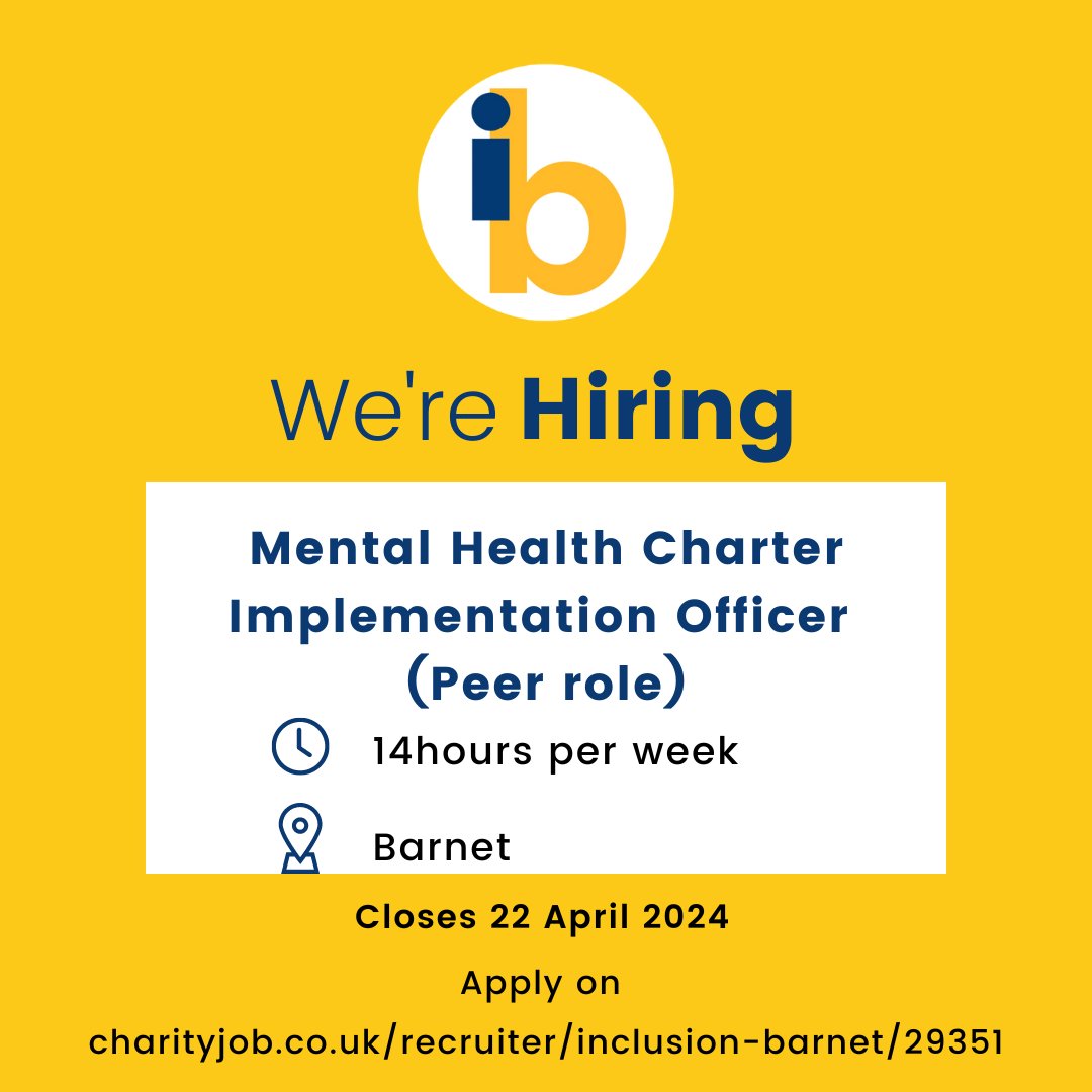 Passionate about #MentalHealth? Join us & make a difference! Mental Health Charter Implementation Officer (peer role). Raise awareness, build connections & drive positive change. Part-time, £32k pro rata. Apply now: ow.ly/csFM50Rbzi8