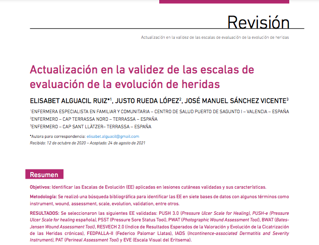 Recuperamos esta revisión de #RevistaSEHER a través del cual se realizó una búsqueda bibliográfica para identificar las EE en siete bases de datos con algunos términos como instrument, wound, assessment, scale, evolution, validation, entre otros. i.mtr.cool/eerbxuimlk