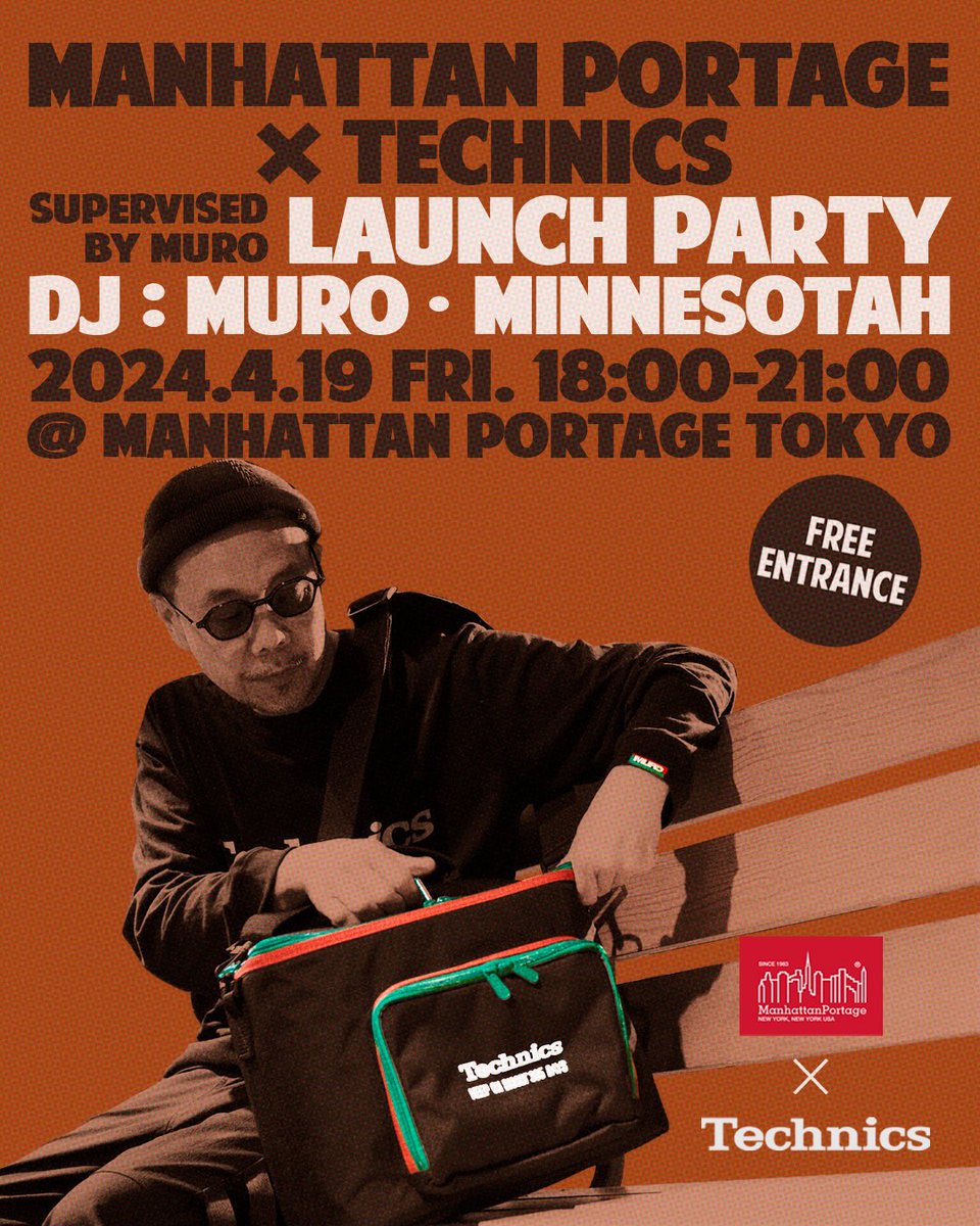 また、リリースを記念して、発売前日の4/19(金)にManhattan Portage TOKYOにてローンチイベントを開催いたします。 Manhattan Portage × Technics -Supervised by MURO-　Launch Party 2024.04.19 (fri.) 18:00-21:00 @ Manhattan Portage TOKYO Free Entrance ■DJｓ MURO Minnesotah