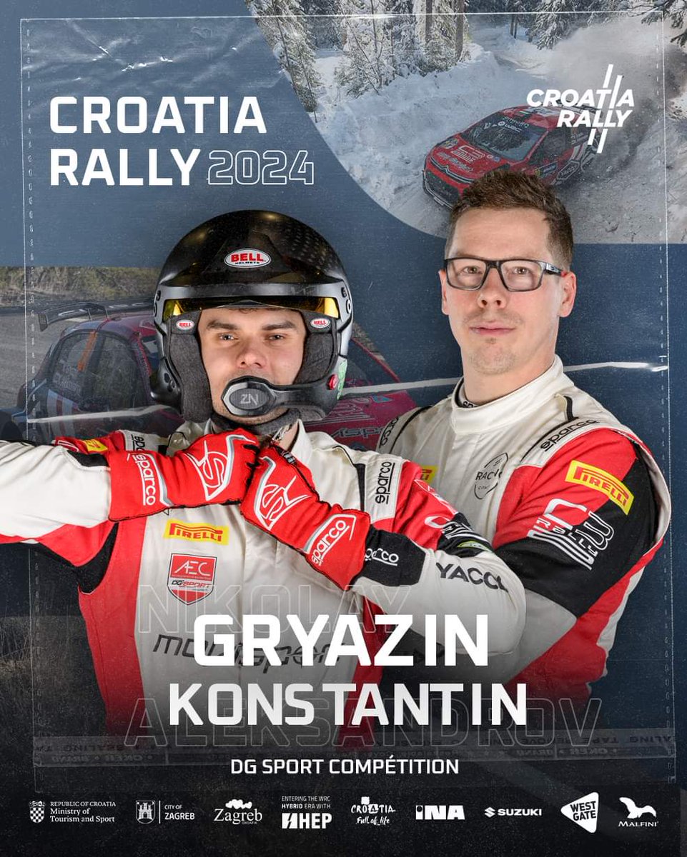 Nikolay Gryazin and Konstantin Aleksandrov are coming to #CroatiaRally! The Citroën duo is currently in seventh place in the WRC2 championship! 

#CroatiaRally #CroatiaFullOfLife #enteringthewrchybriderawithhep