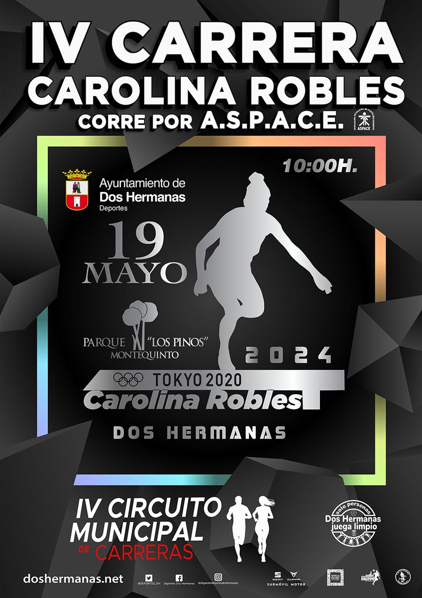 🏃‍♂️🏃‍♀️ ¡Únete a la III Carrera Carolina Robles 'Corre Por Aspace' este domingo, 19 de mayo a las 10:00! 🌳 Lugar: Parque Municipal Los Pinos. ¡No faltes! ℹ doshermanas.net/actividades/ii… #DeportesDosHermanas #DosHermanas #DosHermanasJuegaLimpio #carreraspopulares