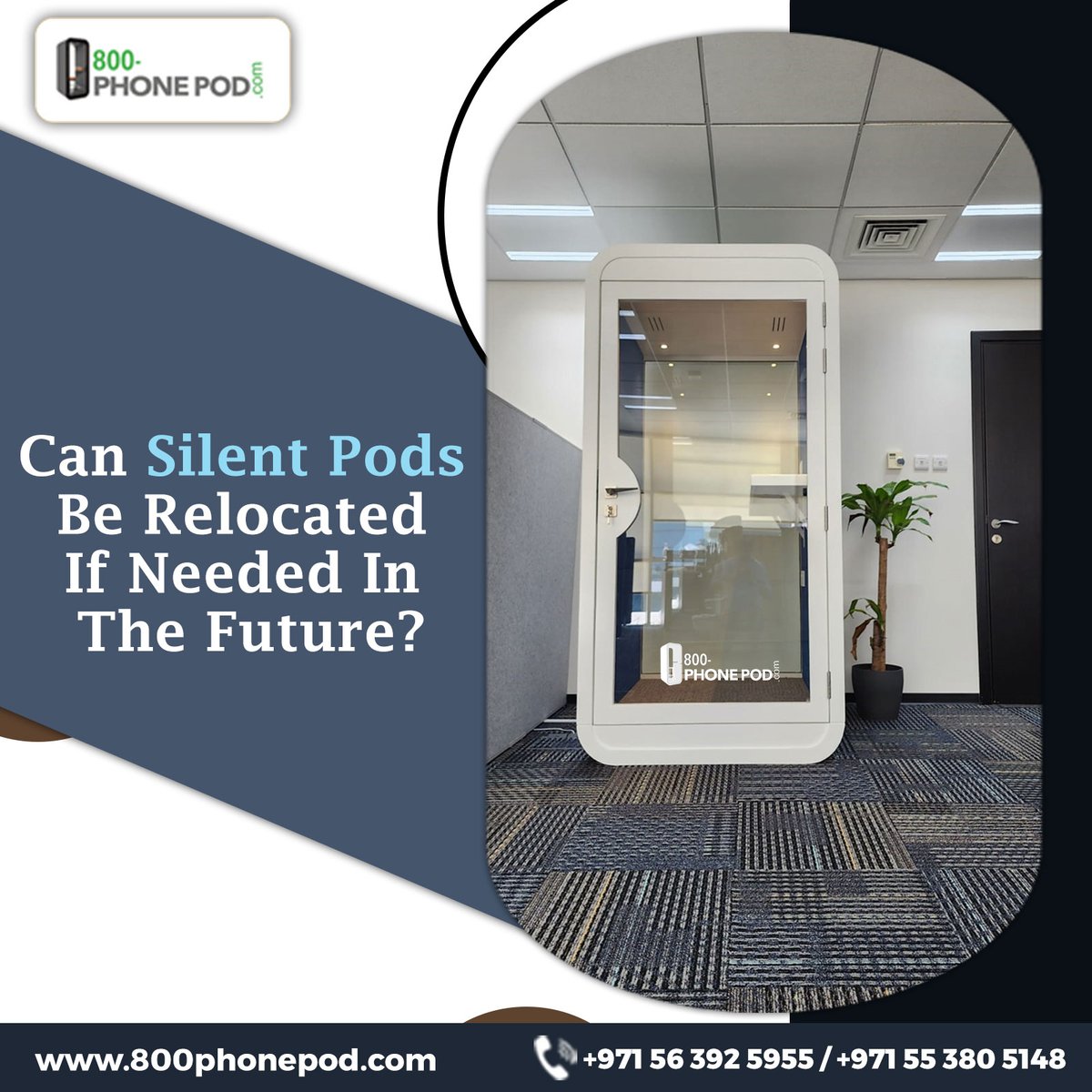 800Phonepod's tweet image. 🤔 Wondering if #Silentpods can be relocated if needed in the future? We've got you covered! 💼
Here are some key points to consider:
✅ #ModularDesign
✅ #FlexibleInstallation
✅ #Customization Options
✅ Durable Construction
✅ Expert Support
Call📞+971 56 392 5955
#Dubai #UAE