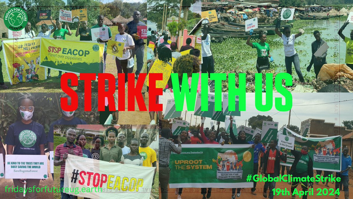 Join us for the Global Climate Strike in Kampala on Friday 19th April 2024. Let's stand together for our planet & demand urgent action on climate change. Email us at fridaysuganda@gmail.com to be part of this powerful Action. Together,we can make a difference!#GlobalClimateStrike
