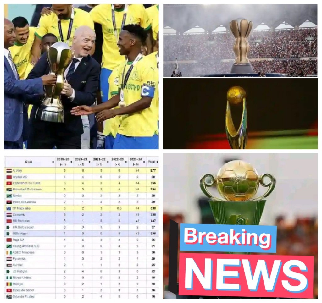 Frm 2025:

- African Football League (AFL) will be no1 club contest in Africa

- CAFCL will be 2nd,hw CAFCC used 2b with increased clubs

AFL winner will represent Africa in  2029 FIFAC lub World Cup

AFL Qualification will via League winners,Regional CAF Club Rankings

#Sundowns