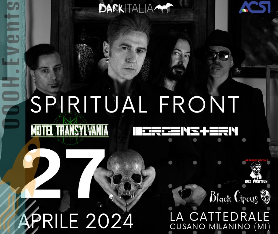 OOOH_Events's tweet photo. Gli Spiritual Front tornano a Milano il 27 aprile in apertura alla storica band Motel Transylvania e ai Morgenstern.
Non fartelo raccontare, prendi subito i biglietti
https://t.co/gvXNEuVTqS
#OOOHEvents #SpiritualFront #MotelTransylvania #Morgenstern #DJset #Milano #LaCattedrale https://t.co/1xdOA58WtH