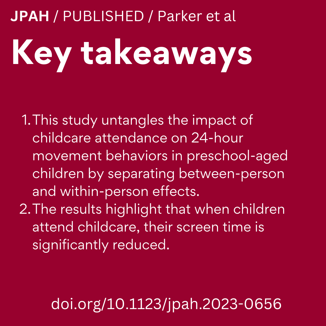 Whereas previous studies have focused on enhancing #childcare quality for children already attending, this study investigated whether simply attending child care may in itself act as an intervention impacting 24hr #movement behaviors
doi.org/10.1123/jpah.2… - Currently 🆓 to read