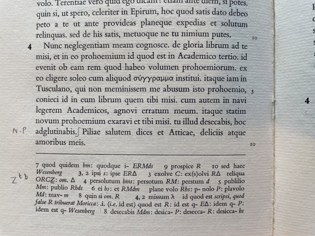 July 44 BC: Cicero, reading his own work aboard ship, realises he’s sent Atticus a copy of ‘On Glory’ featuring a preface he’d already used in his ‘Academic Books’. Explains that he has a volume of ready-made prefaces to use on each book he starts. Sends a new one to be pasted in