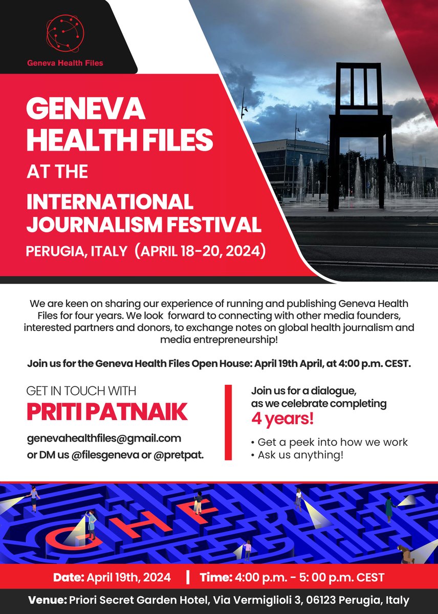 I look forward to taking @filesgeneva to #Perugia this week for the international journalism festival #IJF2024 

We are having a side event. Register here if you wanna know more about Global Health Journalism and Media Entrepreneurship!

eventbrite.com/e/global-healt…