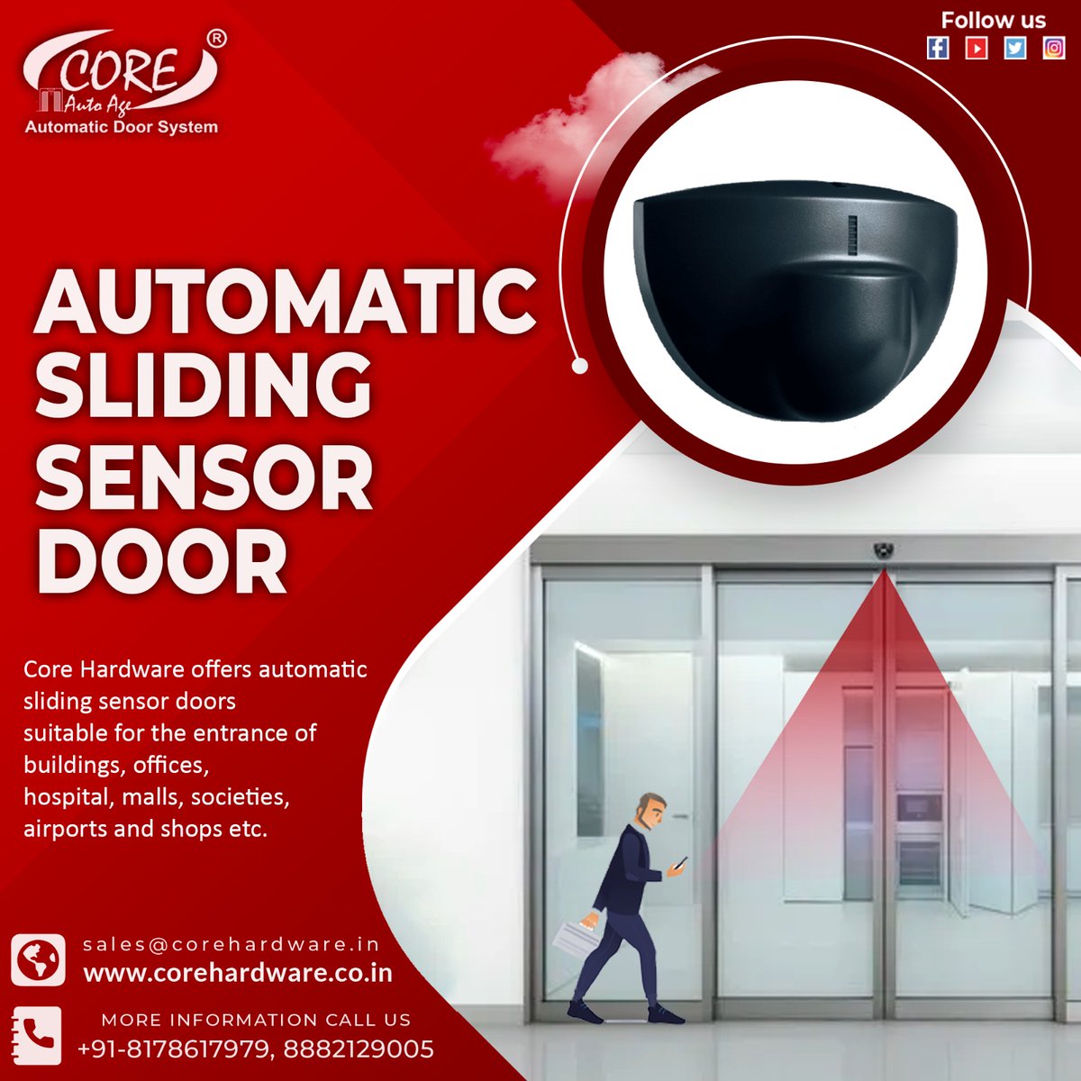 coreautoage's tweet image. Crafted with exceptional technology and inventive mechanism, Core offers Automatic Sliding Sensor Door for any of your busy space that requires instant operation in-case of emergency.  

#SensorDoors #AutomaticDoors #SmartEntry #AccessControl #Lucknow #architecture #corehardware
