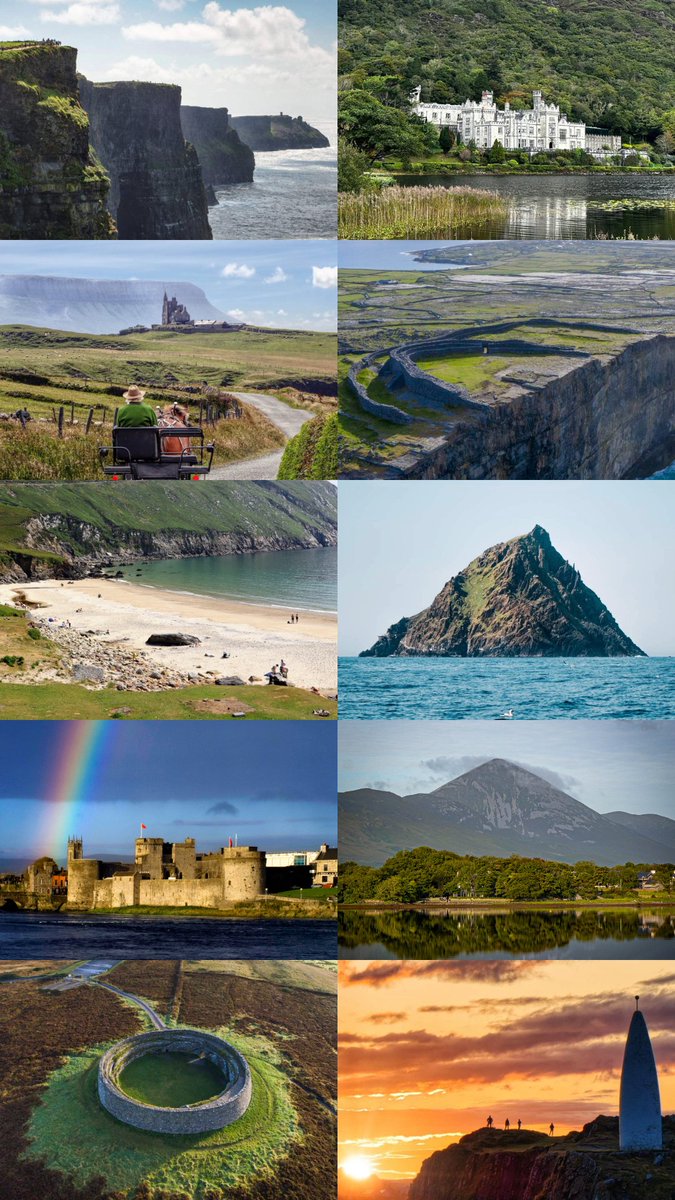 TourismIreland's tweet photo. Have you heard? It's the Wild Atlantic Way's 10th birthday! Here's 10 bucket list essentials... 

✅ Cliffs of Moher
✅ Kylemore Abbey
✅ Mullaghmore 
✅ Dún Aonghasa
✅ Keem Bay
✅ Skellig Michael
✅ King John's Castle
✅ Croagh Patrick
✅ Grianán of Aileach
✅ Baltimore Beacon https://t.co/HPuRqqxAoR