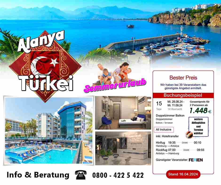 🌞 Sommer 2024 🌞
🇹🇷  T Ü R K E I  🇹🇷
🍾🍷 All Inklusive 🍴🍛

▶️ flughafen-lastminute.de/lastminute/?re… 👀

🔊 Werbung #türkei #alanya #urlaub #reisen