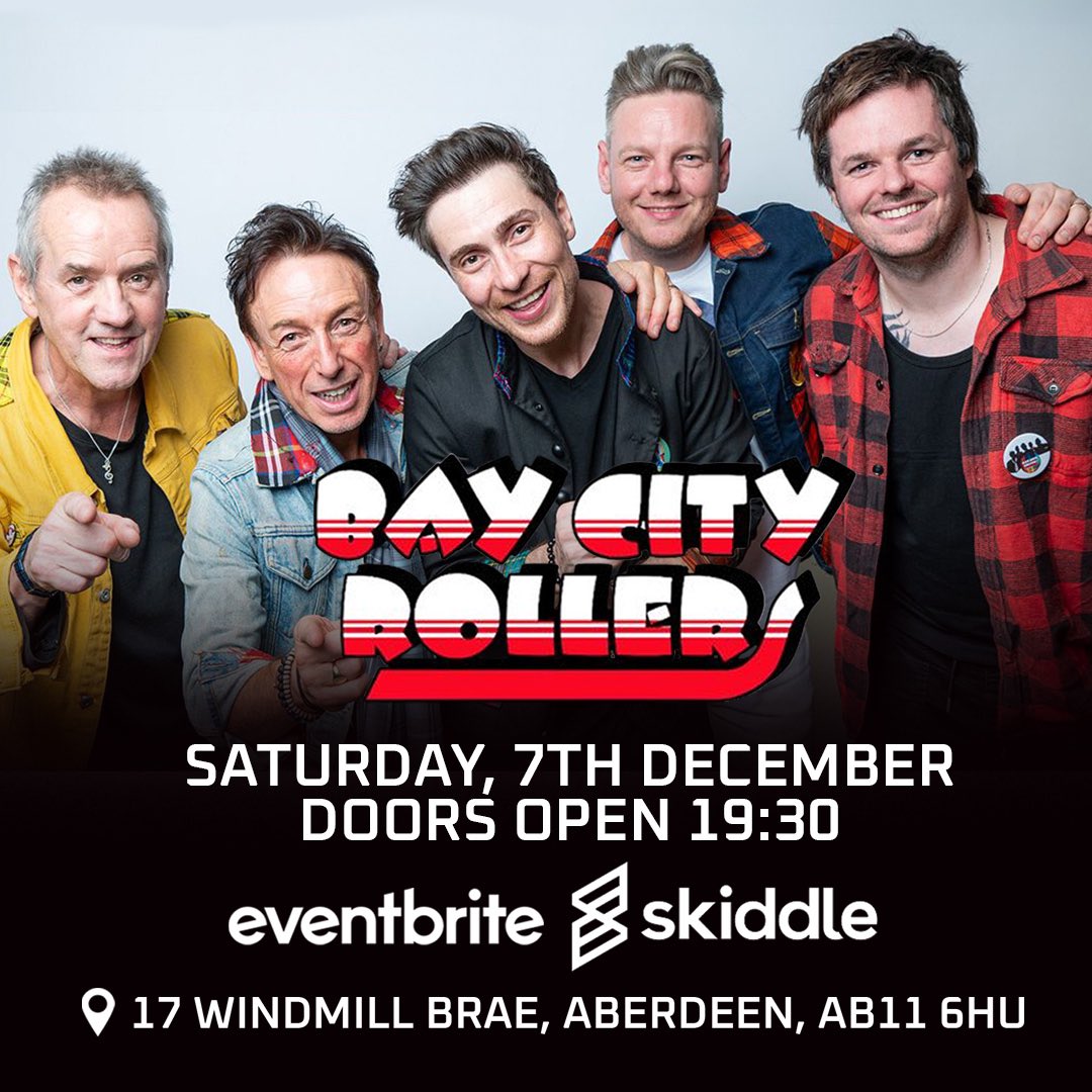 The Bay City Rollers are returning to OGV Podium Aberdeen on Saturday the 7th of December! 👏🏻

Tickets will sell out quick for this one, so make sure to grab yours quick!

GET TICKETS, eventbrite.co.uk/e/bay-city-rol… 🔗

#Baycityrollers #Aberdeen #Aberdeenshire #Aberdeenevents #OGVpodium