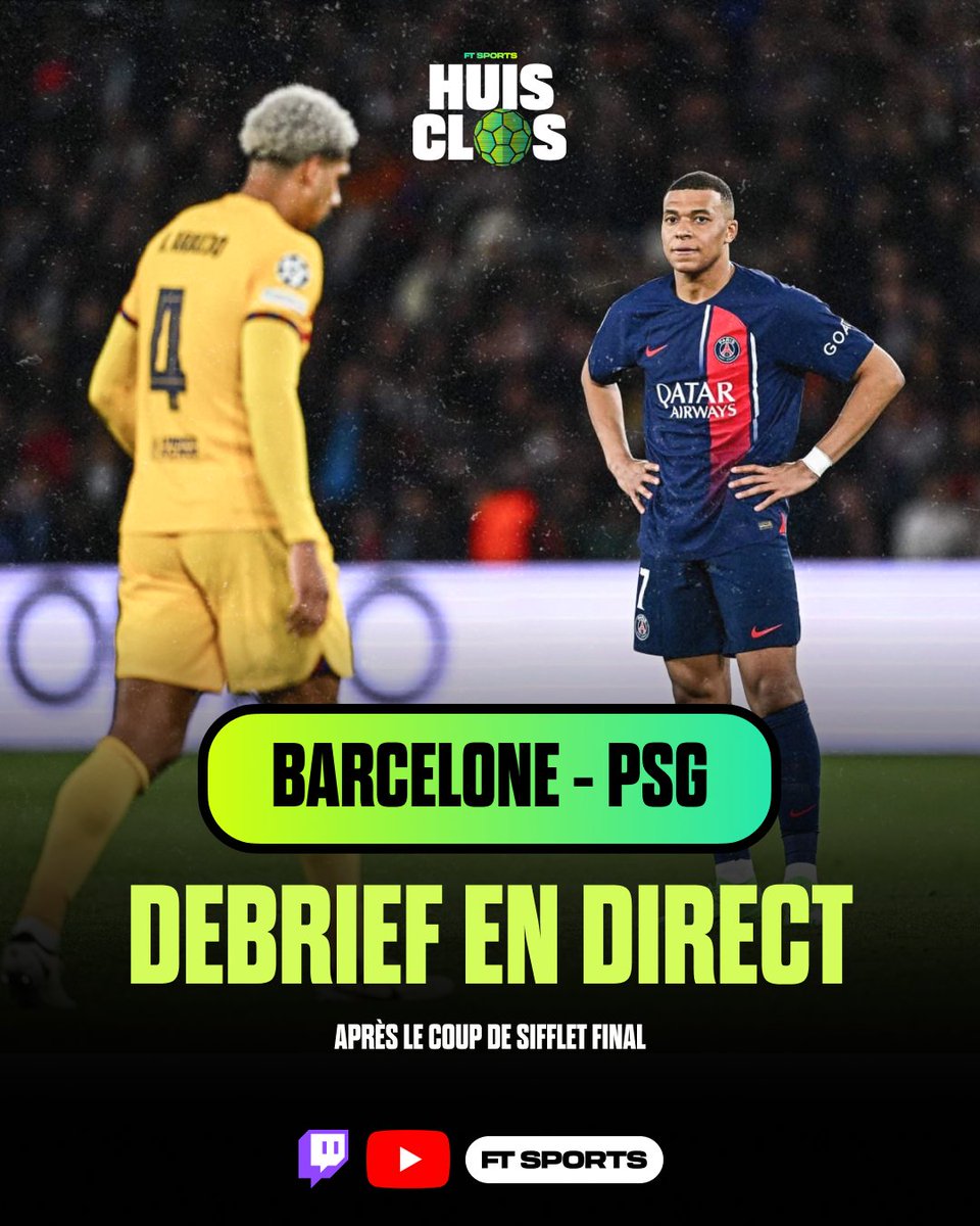 𝗕𝗔𝗥𝗖𝗔-𝗣𝗦𝗚 : 𝗗𝗘𝗕𝗥𝗜𝗘𝗙 𝗘𝗡 𝗗𝗜𝗥𝗘𝗖𝗧 ! 🔴 On sera en live à la fin de #FCBPSG pour debriefer le match avec vous ! 🍿 🕦 Peu après le coup de sifflet final 📺 YouTube (FT Sports) & Twitch (@firstteam101)