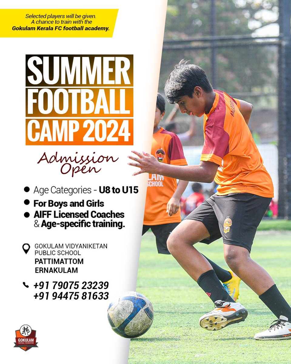 Summer + football = epic memories! ⚽☀️ Secure your spot at our summer football camp in Pattimattom, Ernakulam. Don't miss out on the fun!

#gkfc #malabarians #indianfootball