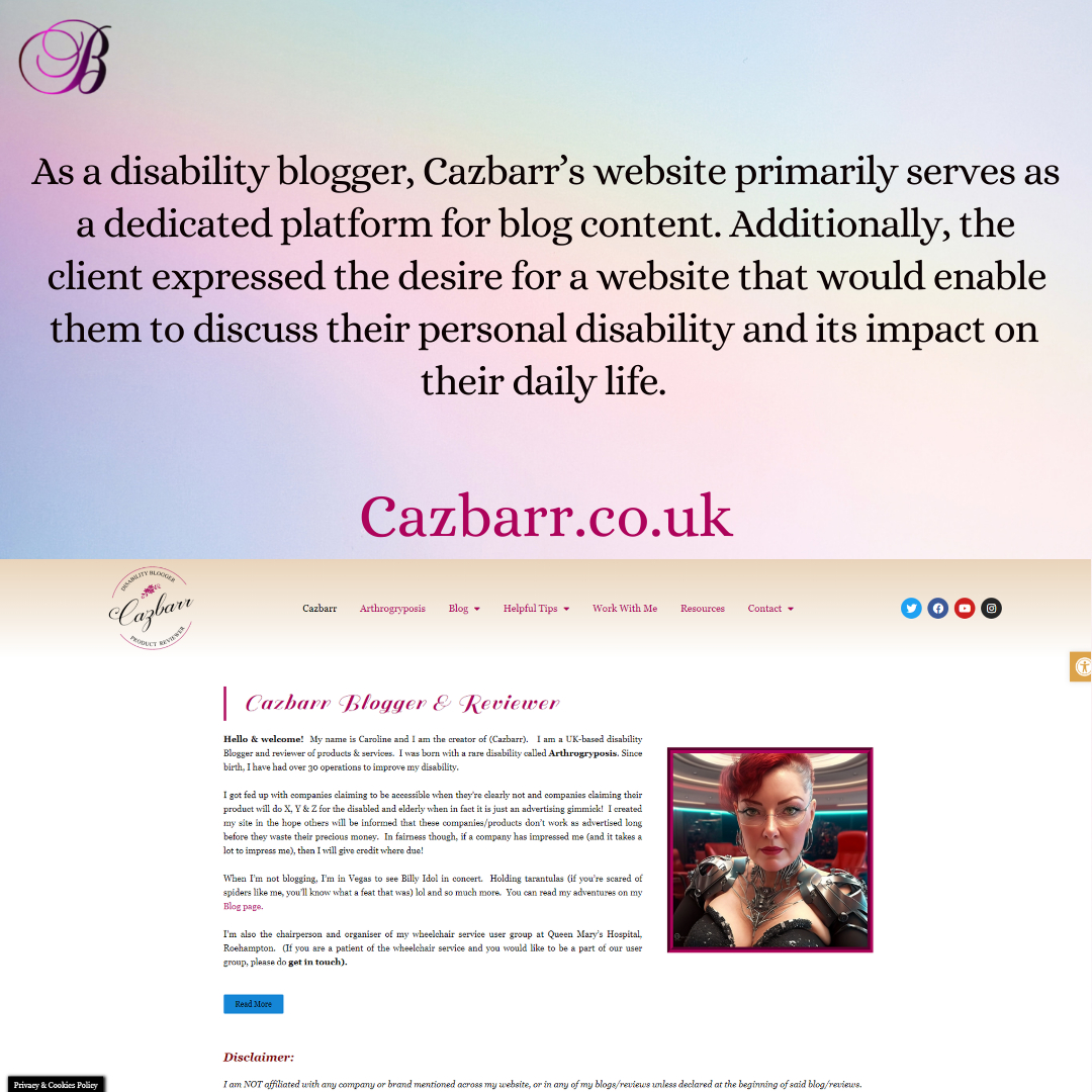 BWDWebDeveloper's tweet image. Cazbarr is a disability blogger.
Visit Site:  bit.ly/3Ujkd6k