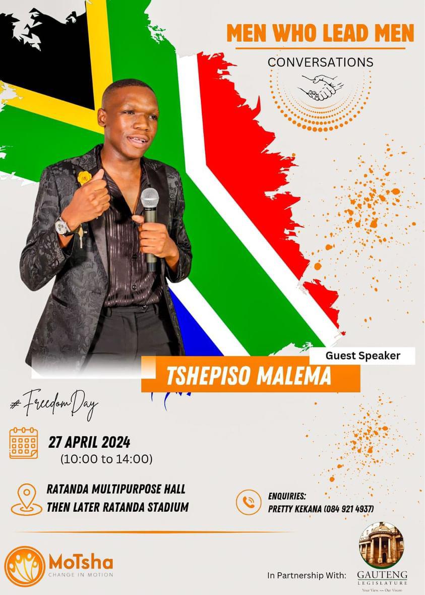 Many boys growing up in the townships don't have role models and people to look up to. As a speaker at 'Men who lead men' Conversations, I'm excited to discuss how we can step up and be the positive influences these ntwanas need. #MenWhoLeadMen
