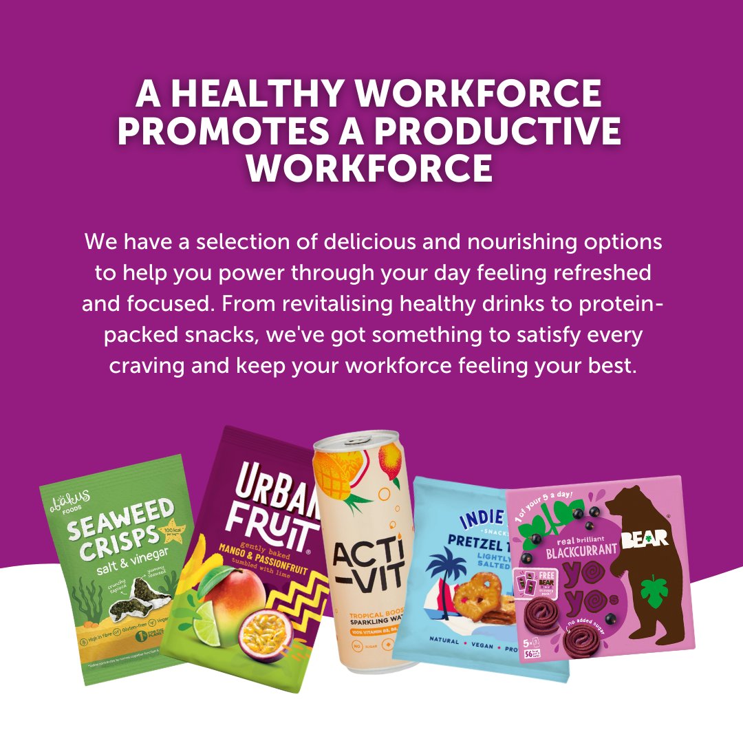 theofficeworks's tweet photo. Fuel your workforce with our selection of nutritious drinks and snacks! Explore our range featuring sugar-free choices, high-protein options, vegan delights, and more. 

Shop now: https://t.co/mxUN8Nwa1x

#HealthySnacks #FuelForTheOffice https://t.co/ooqf7EjSRo