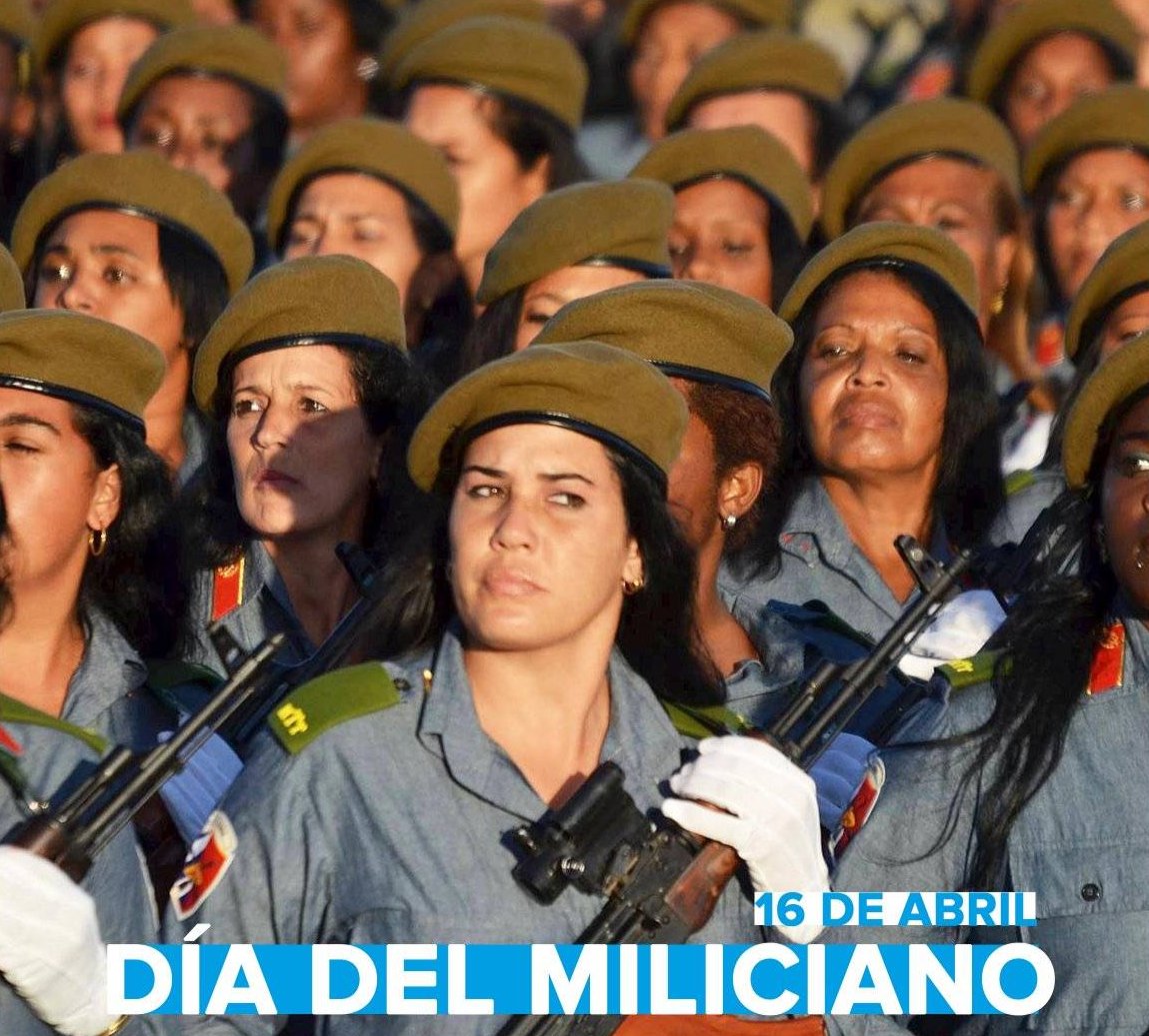 Cada #16Abril 🇨🇺 celebra el #DíadelMiliciano, fecha que recuerda el coraje de hombres y mujeres que en 1961 forjaron un camino de dignidad y libertad. 🎶Milicianos, adelante. Milicianos, a marchar, Solo tenemos un ideal salvar a #Cuba y su libertad.🎶 #CubaViveEnSuHistoria
