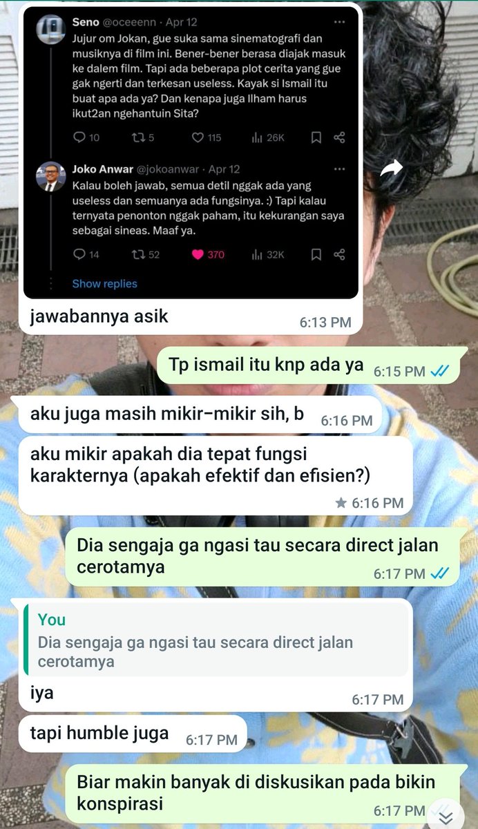 kadangbegitu's tweet photo. Mungkin aja sih, tapi mengutip dari partnerku yang juga penulis script "apakah karakternya (ismail)tepat fungsi?" https://t.co/fZ98jyydcJ