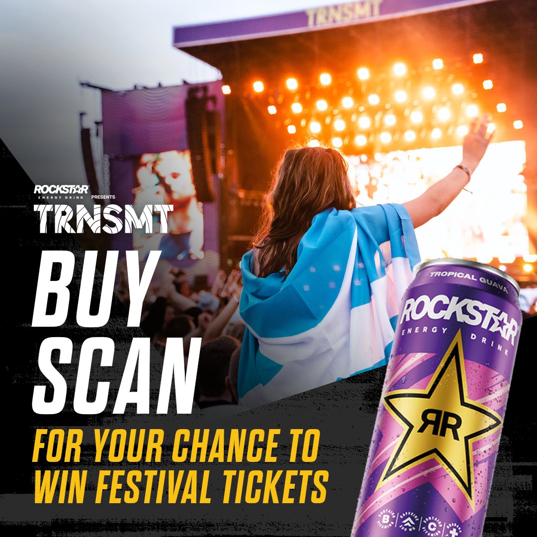 We’re buzzin to have Rockstar Energy Drink as our official new headline partner⭐️​ For a chance to win festival tickets, including an exclusive Rockstar wristband giving you extra benefits – buy a can and scan 🔥 Full T&Cs are available on our website. #RockstarEnergyXTRNSMT