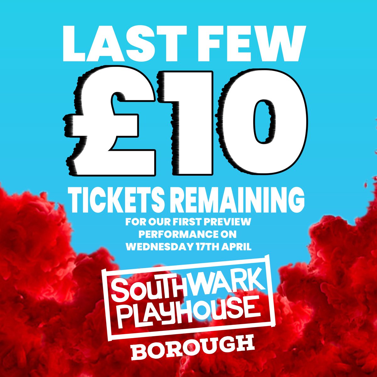 bumflareplay's tweet photo. Our first preview at @swkplay (Borough) is tomorrow and there are only a few tickets left for just £10 each! 

Grab them before they go🧨🍑🏴󠁧󠁢󠁥󠁮󠁧󠁿

#bumflareplay #bumflareman #football #england #theatre #londontheatre #theatrediscounts https://t.co/wloFt9nUx0