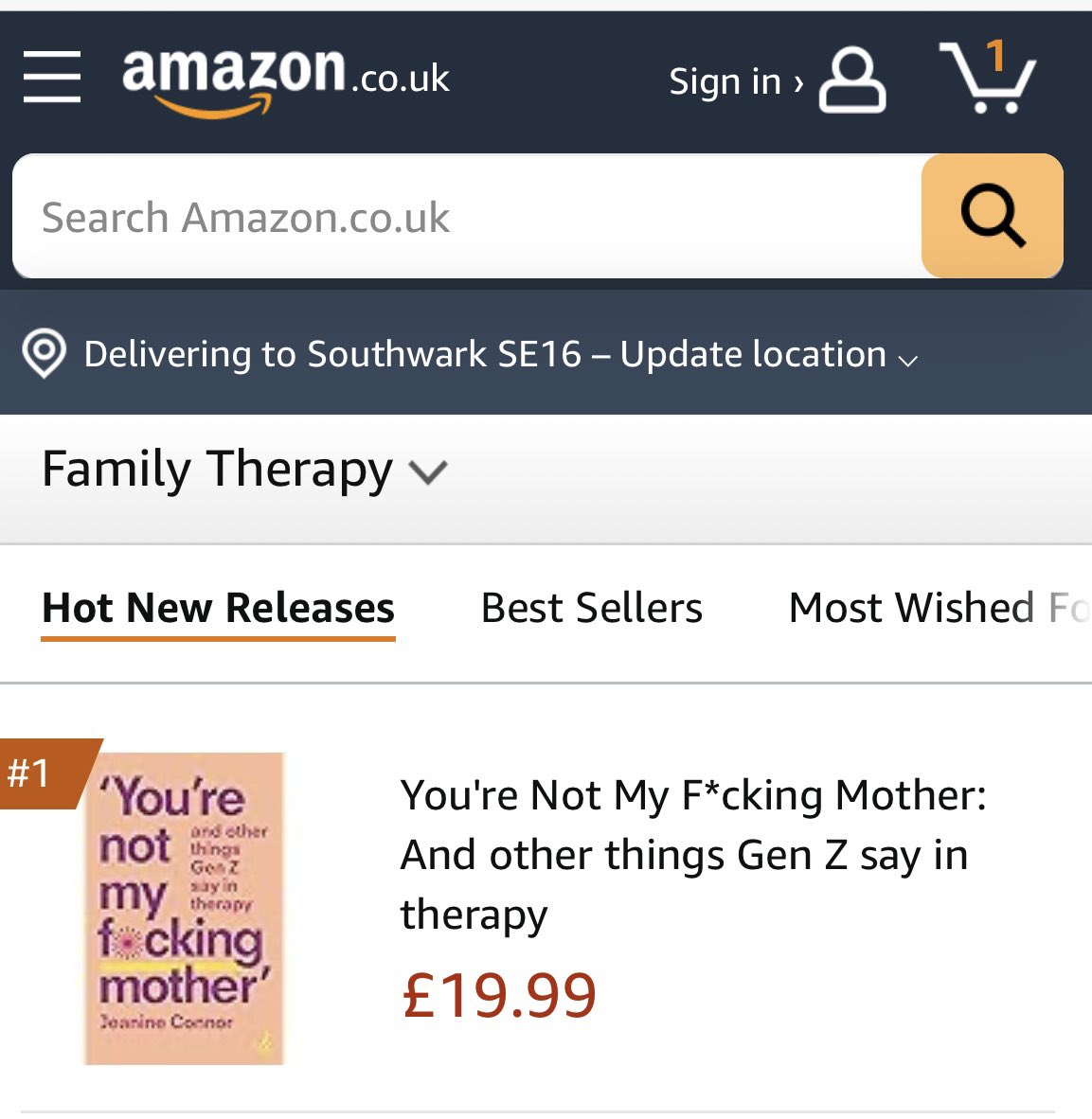 Well this is exciting 🤩 I’m NUMBER ONE in Amazon’s list of Hot New Releases 🥇

#YNMFM 
#booklaunch 
#mothers 
#GenZ 
#therapy 
#therapistswhowrite 
#TherapistsConnect 

amazon.co.uk/Youre-Not-My-c…
