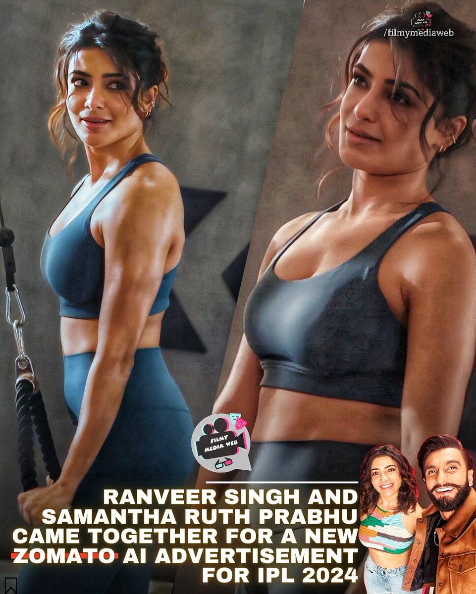 Filmymediaweb's tweet photo. #RanveerSingh and #SamanthaRuthPrabhu have joined forces for the first time, bringing both humor and glamour to their collaboration. The duo recently appeared together in an advertisement for a #zomato food delivery app https://t.co/rjM1GmvNUQ