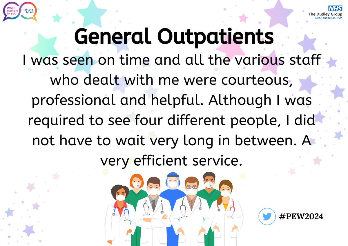 #PEW2024 It is great to hear our General Outpatients department are providing a very efficient service for patients. @jillfaulkner65 @DudleyGroupCEO @MataMorris_SK @DudleyGroupNHS