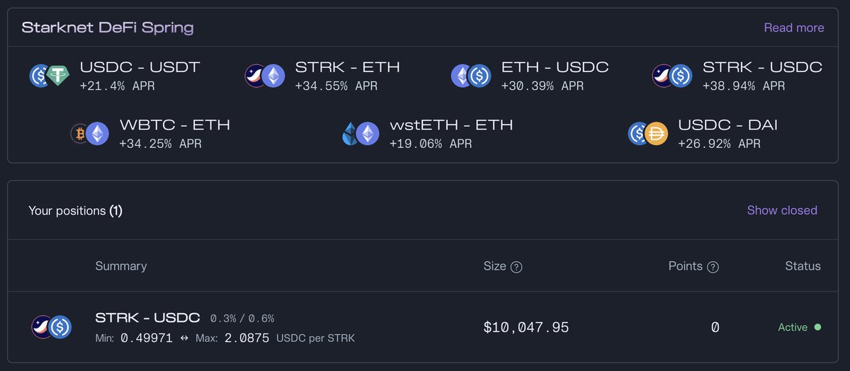 Just became the 9th user of <a href="/Starknet/">Starknet (Privacy arc) 🥷</a> by providing liquidity on <a href="/EkuboProtocol/">Ekubo</a> 🤣