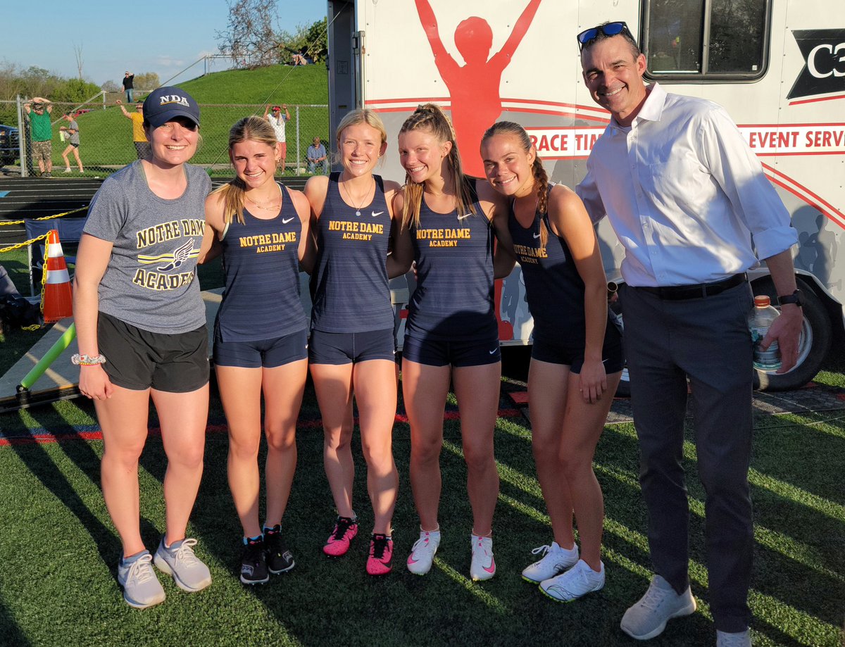 RECORD BREAKING PERFORMANCE!!! Our 4x100 team broke a 33 year old school record at St. Henry Invite - NDA’s oldest Track and Field record! Congrats to our 4x100 team of Addi Frondorf, Hannah Holocher, Ella Long and Julia Grace on this amazing accomplishment! Their time was 50.56.