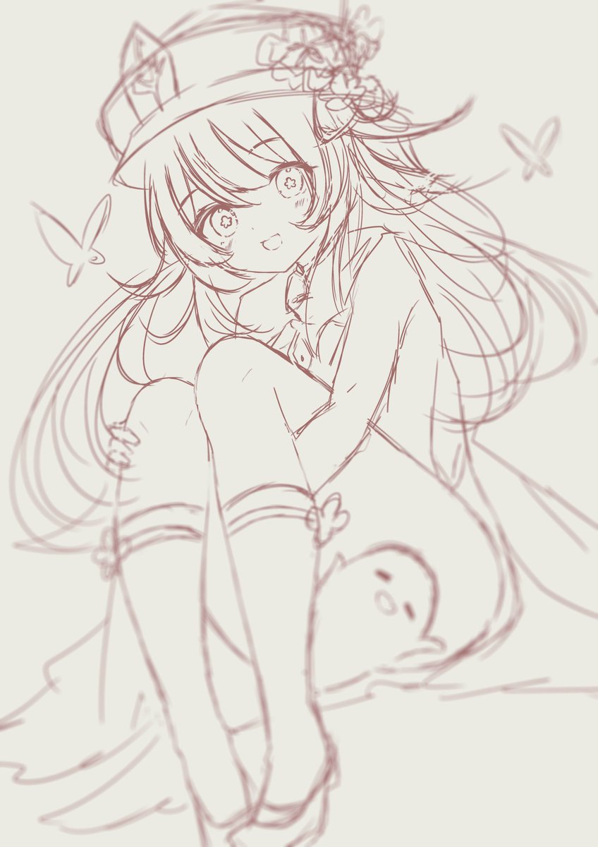 胡桃|フータオ(原神) 「おやすみなさい 」|れふぃのイラスト