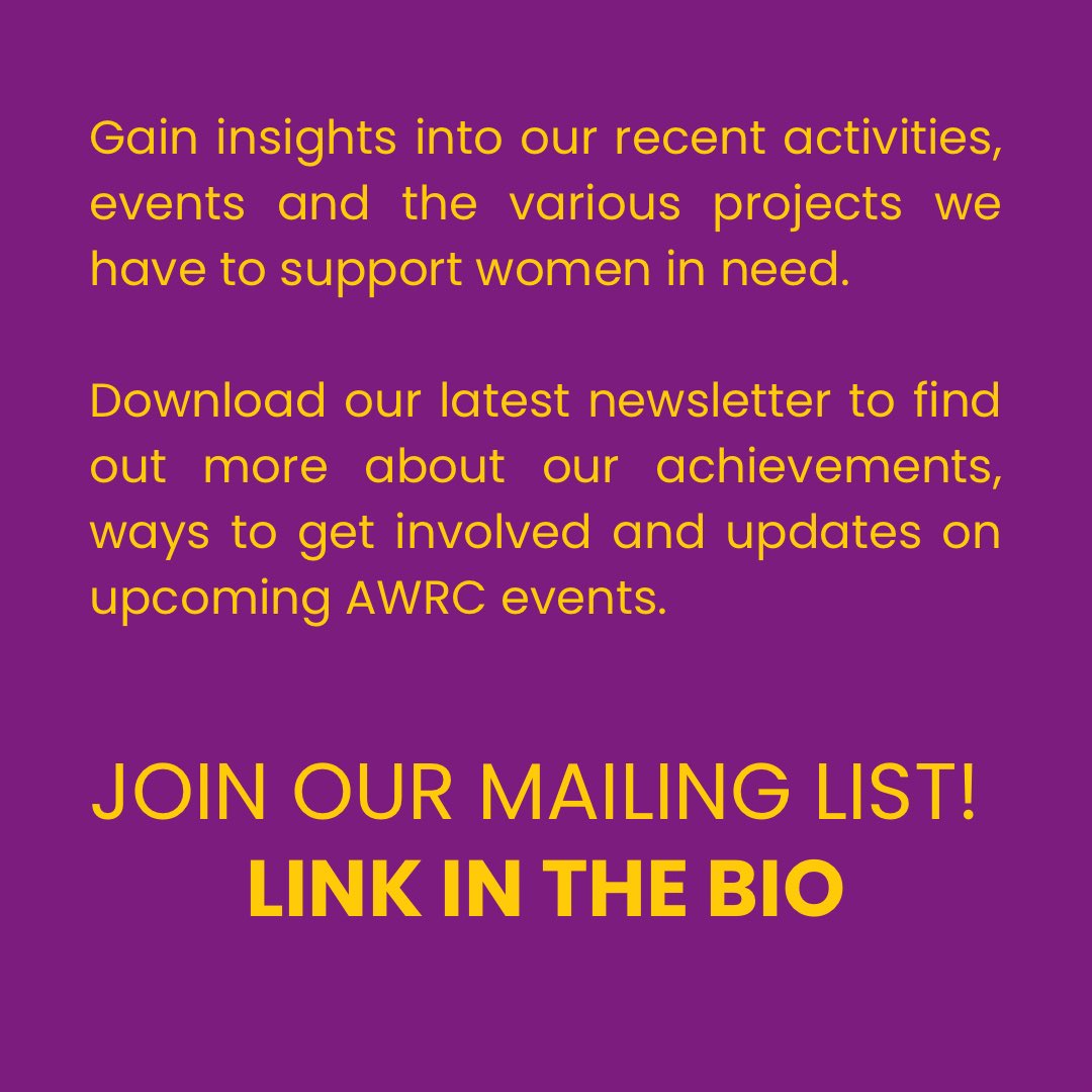 Find out more about our achievements, ways to get involved and updates on upcoming AWRC events! 

Download our April Newsletter ✨

Link in the bio! 

#endingvawg #endingviolenceagainstwomenandgirls #nonprofit #london #harlesden #womensrights #stopviolenceagainstwomen