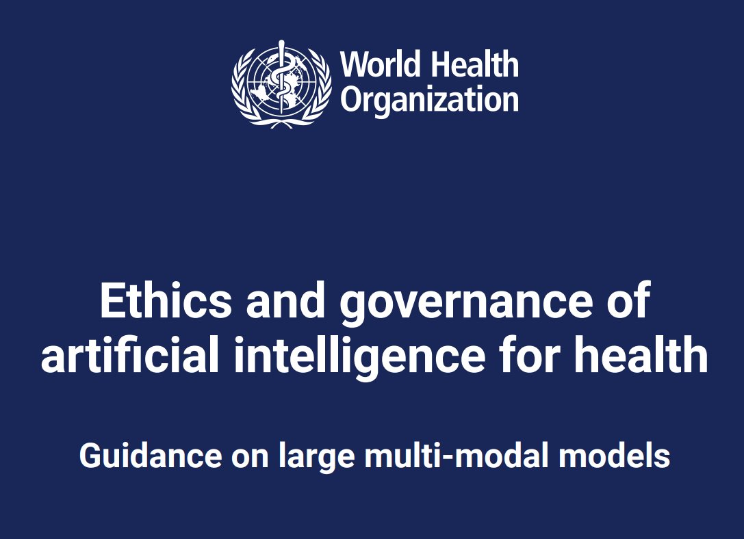 'This guidance addresses one type of generative AI, large multi-modal models (LMMs)' Produced by @WHO Chief Scientist and Science Division (SCI), Health Ethics & Governance (HEG) who.int/publications/i…