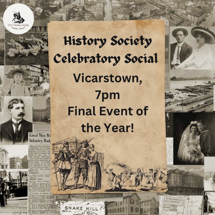 Come to our final event tonight in Vicarstown Bar at 7pm! Say hello to come new committee members and farewell to some old.