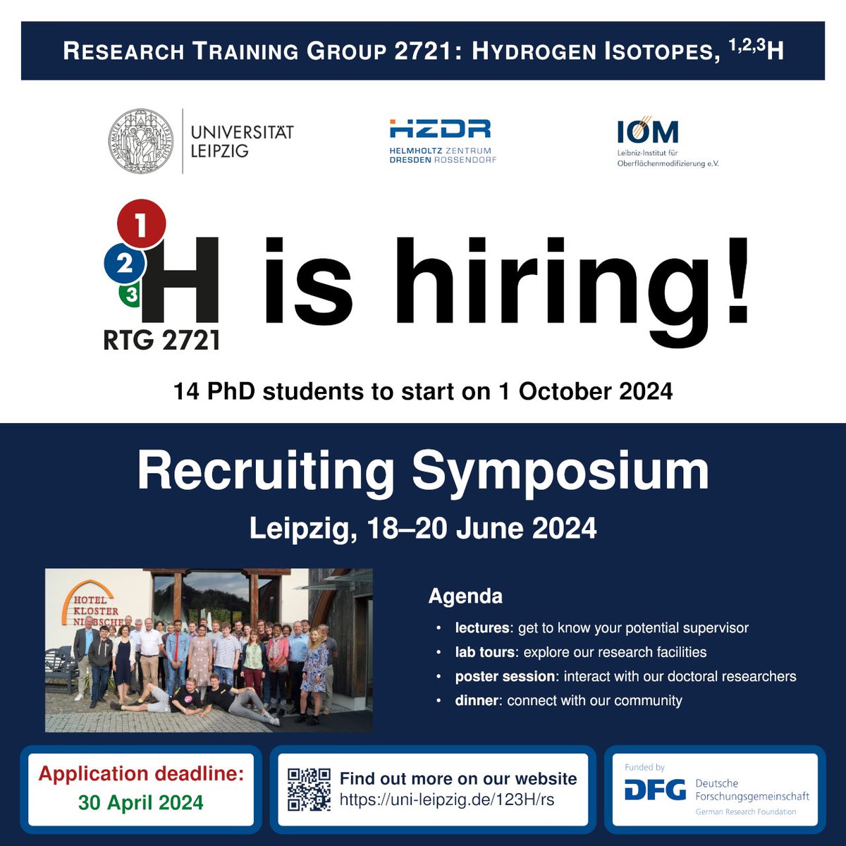 14 days left to apply for the ¹²³H Recruiting Symposium and learn about our

14 #openpositions for a #structured #PhD in #chemistry / #physics
#research #jobs #materialsscience 

Find out more on our website:
uni-leipzig.de/123h/rs