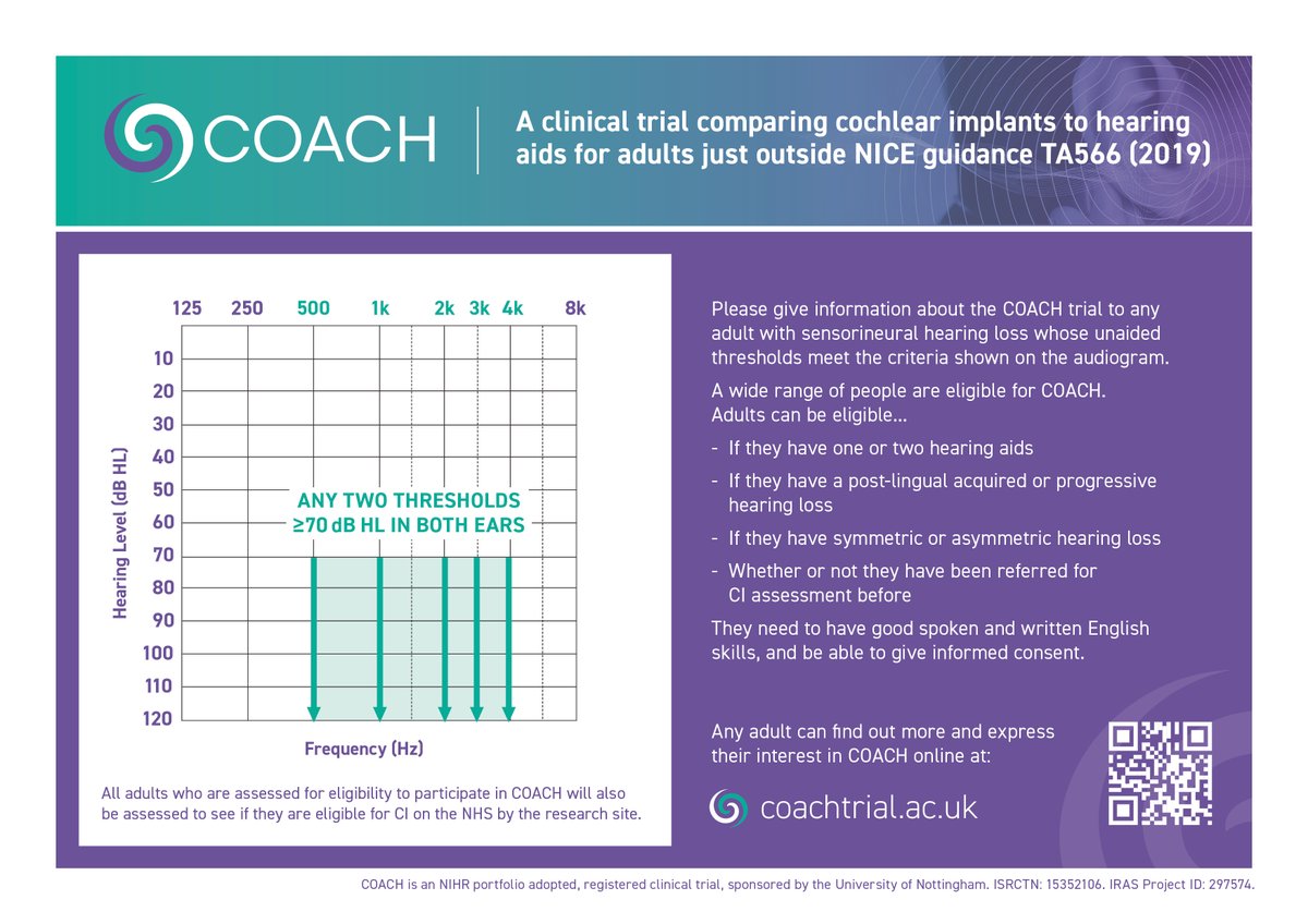 specsaversevents.co.uk/audiologywebin… Any audiologist or otologist is welcome to join tomorrow's webinar to learn how to guide adults using hearing aids to the @COACH_trial. Help us make life better for people living with #hearingloss. Thank you! #otology #audiology #audpeeps #cochlearimplants