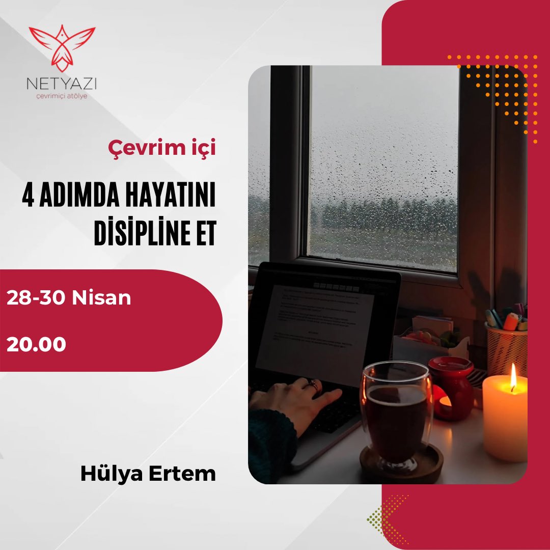 Merhaba! Sevgili Hülya Ertem ile 4 Adımda Hayatını Disilpine Et atölyesi başlıyor 🌸

1. Adım: Kendini Sev
2. Adım: Hayallerini Sev
3. Adım: Zamanını Sev
4. Adım: Yolunu Sev

📆 28-30 Nisan
🕖 20.00
🏷️ 500₺