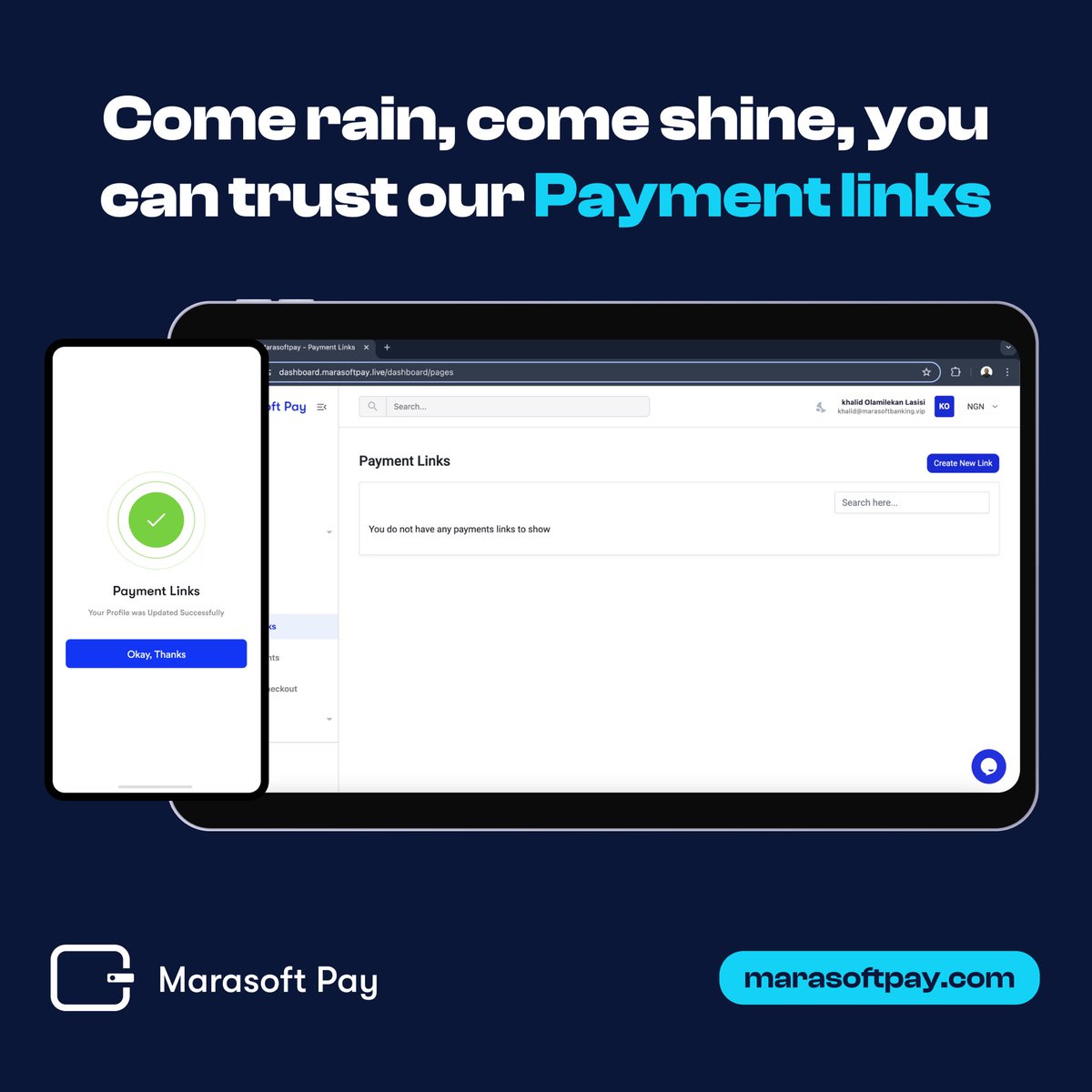 Don’t let bad weather get in the way of your payment transactions. Our payment links are guaranteed to work anytime, our payment links are always reliable!

#MarasoftPay #paymentlinks #paymentsolutions