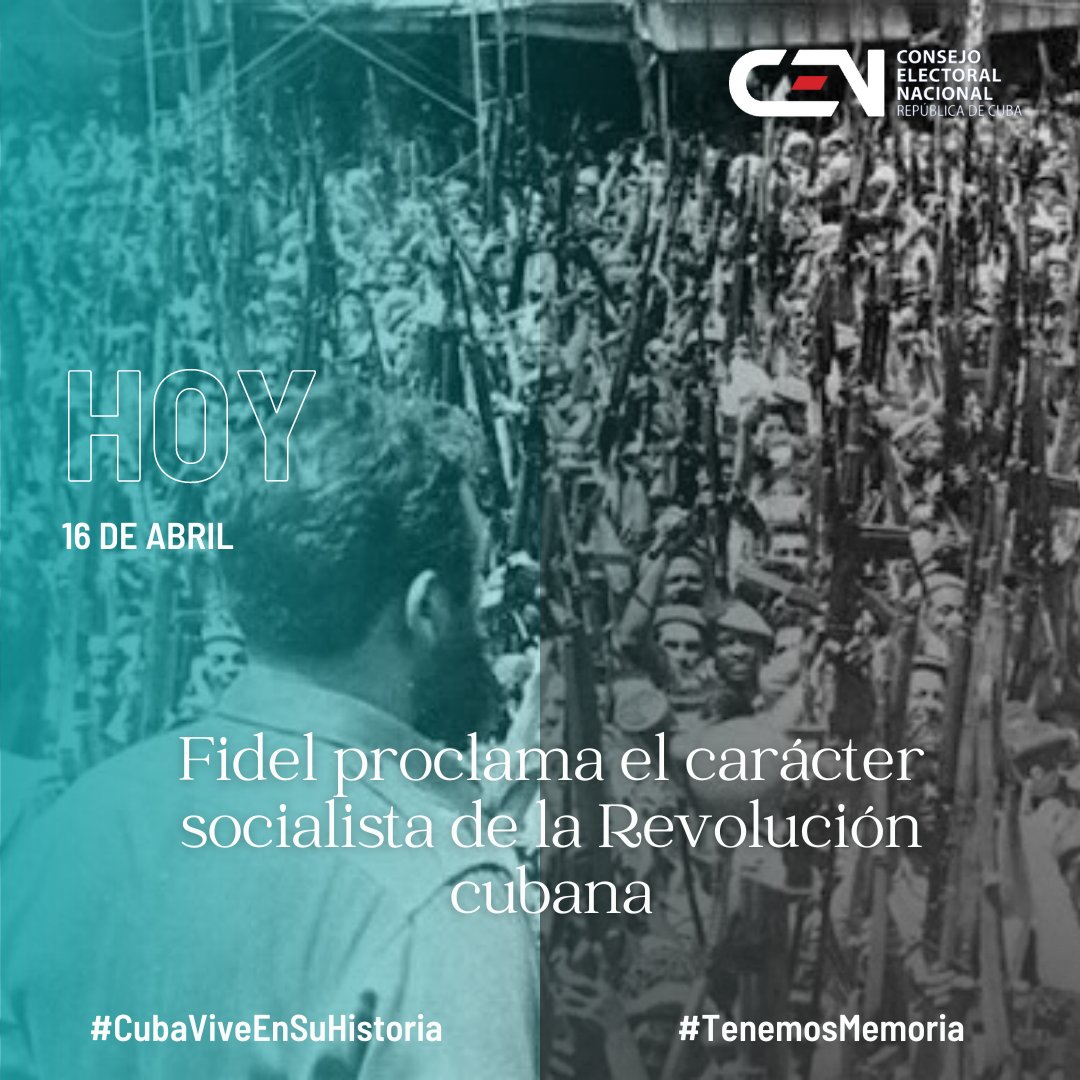 Elecciones_Cuba's tweet photo. En el pueblo enardecido que, proclamó socialista a su Revolución antes de irse a la defensa de la Patria en las arenas de Girón, está la esencia del Partido invicto, victorioso, glorioso, como esta fecha que, por la inspiración de esos días,  marca la fundación del @PartidoPCC. https://t.co/XUrW7HIHm5