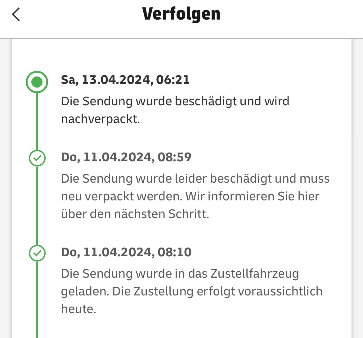 FreeAitsch76's tweet photo. @DHLPaket Bei dieser Dauer schätze ich mal, braucht es wohl einen Spezialisten von weit außerhalb, der das dann nachverpacken wird, also denke ich jetzt mal. https://t.co/N6GA07uqYG