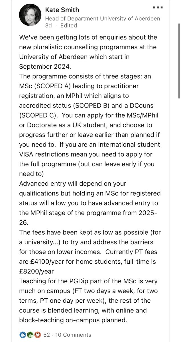 UK_Counsellors's tweet image. Dear @BACP @ncpscounselling @UKCP_Updates you say that #SCoPEd won’t affect people accessing training or paid work or marginalised groups, or EDI. Yet already we’re seeing this happen 👇🏼 The fees (not to mention privilege) to train to Doctorate level are astronomical for 1/