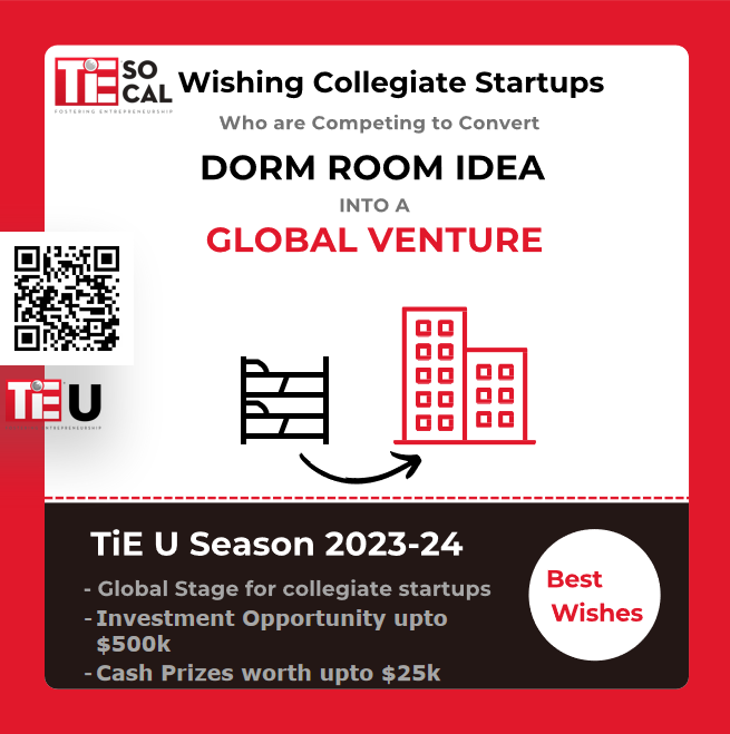 TiE SoCal Wishes All Collegiate Startups competing in TiE U Pitch Day SoCal 2023-24!

#universitystudents #entrepreneurship #startup #startups #TiEUniverity #TiESoCal #TiEGlobal #success #mentorship #entrepreneurs #startupfunding #CollegiateStartups #StartupCompetition