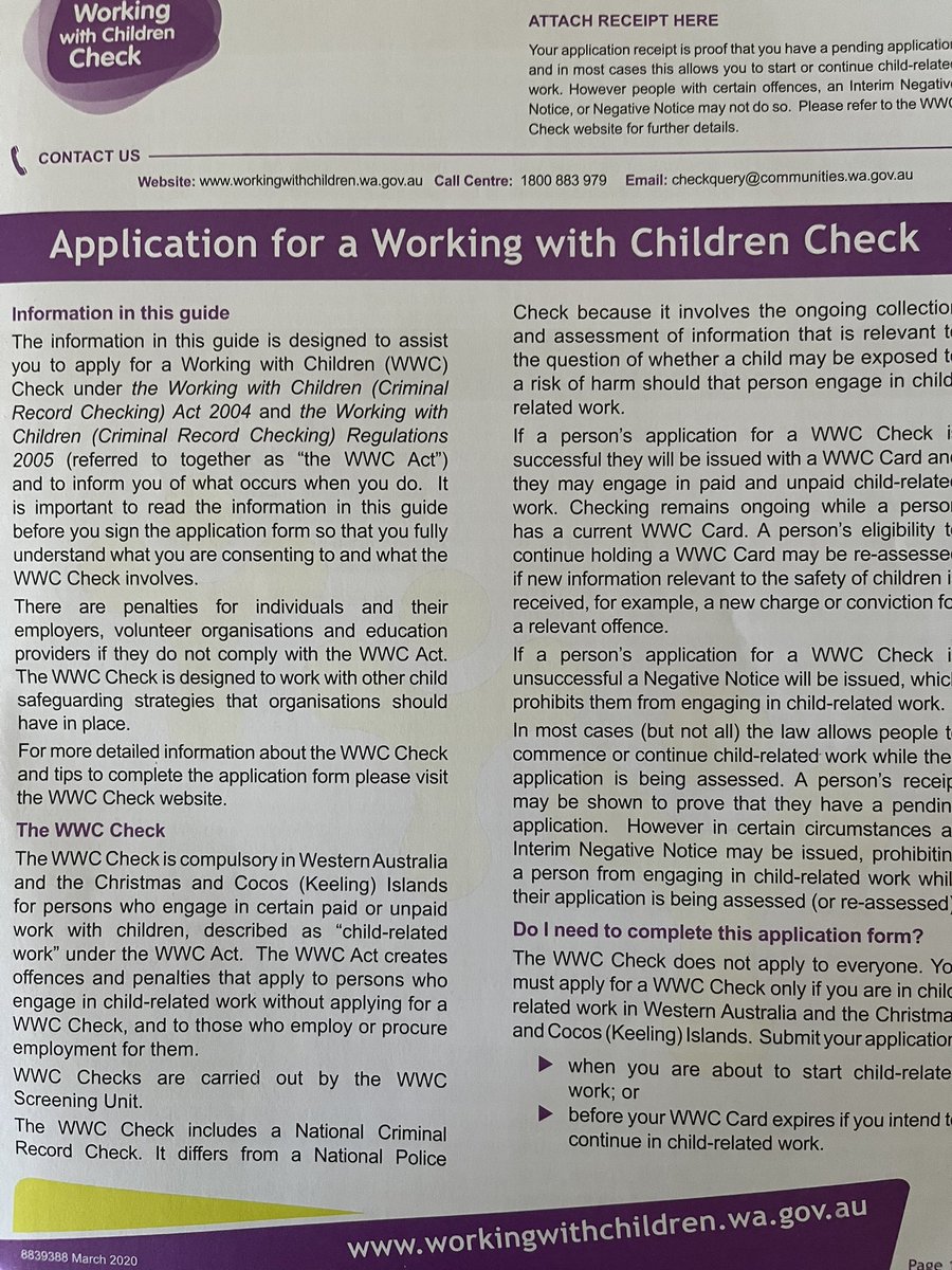 MA0120000's tweet image. #オーストラリア
#wwc
オーストラリアでは、18歳未満と働く（先生など）場合、どんな人でも必ずWorking with Childrenチェックを受け、その身元を証明しなければならない🧐
申請書はイマドキ紙のみ。申請書を郵便局に持って行き、そこで証明写真を撮られ、ちゃんとしたカード🪪をもらいます‼️